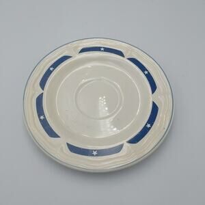 Tienshan Stoneware white & Blue Saucer from the Fantasy Unicorn‎ Set VTG